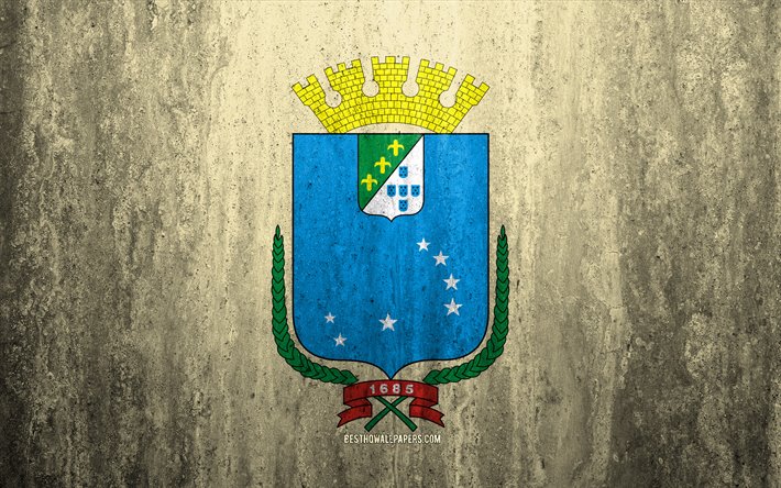 Bandiera di Sao Luis, 4k, pietra, sfondo, citt&#224; Brasiliana, grunge, bandiera, Sao Luis, Brasile, arte, texture, le bandiere delle citt&#224; brasiliane