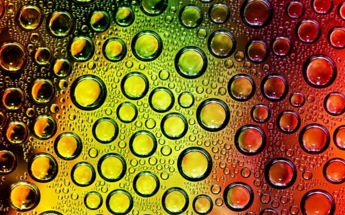 gocce d&#39;acqua, texture, gocce di vetro, verde, sfondi, macro, acqua sfondi, gocce di texture, acqua, gocce su sfondo verde