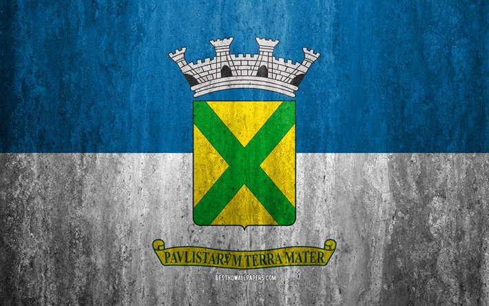 Brezilya şehirleri Santo Andre bayrak, 4k, taş, arka plan, Brezilya, şehir, grunge bayrak, Santo Andre, Santo Andre bayrak, grunge sanat, taş doku, bayraklar