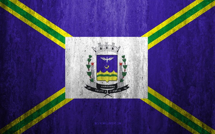 Flag of Varginha, 4k, stone background, Brazilian city, grunge flag, Varginha, Brazil, Varginha flag, grunge art, stone texture, flags of brazilian cities