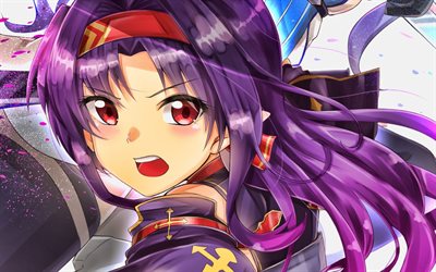 Yuuki Konno, girl with purple hair, SAO, manga, Sword Art Online, Konno Yuki