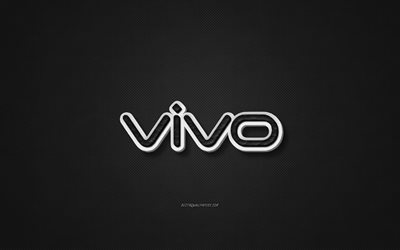 Vivo leather logo, black leather texture, emblem, Vivo, creative art, black background, Vivo logo