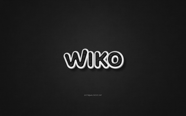 Wiko革のロゴ, ブラックレザーの質感, エンブレム, Wiko, 【クリエイティブ-アート, 黒い背景, Wikoロゴ
