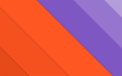 4k, material design, orange and violet, geometric shapes, lines, lollipop, geometry, creative, strips, colorful backgrounds