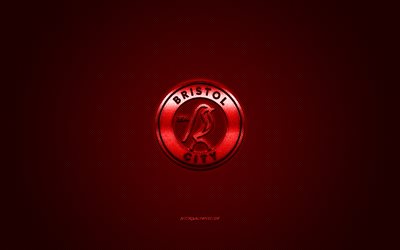 Bristol City FC, English football club, EFL Championship, red logo, red carbon fiber background, football, Bristol, England, Bristol City FC logo
