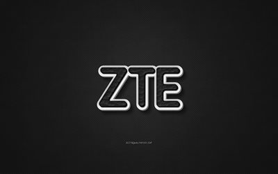 ZTE logo en cuir, de cuir noir, la texture, l&#39;embl&#232;me, ZTE, art cr&#233;atif, fond noir, logo ZTE