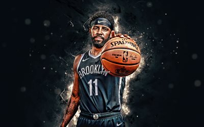 Kyrie Irving, 2019, Brooklyn Nets, 4k, NBA, basketbol yıldızları, Kyrie Andrew Irving, basketbol, neon ışıkları, Kyrie Irving Brooklyn Nets, Kyrie Irving 4K