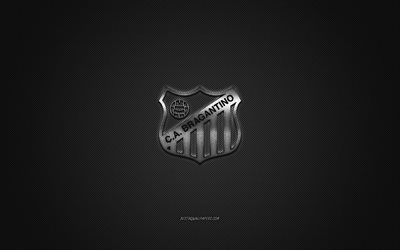 CA Bragantino, Brazilian football club, Serie B, silver logo, gray carbon fiber background, football, Sao Paulo, Brazil, CA Bragantino logo, Clube Atletico Bragantino