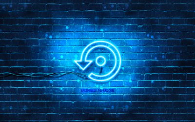 Backup neon icon, 4k, blue background, neon symbols, Backup, neon icons, Backup sign, computer signs, Backup icon, computer icons