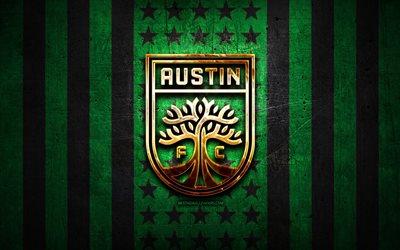 Download wallpapers Austin FC flag, USL, green black metal background ...