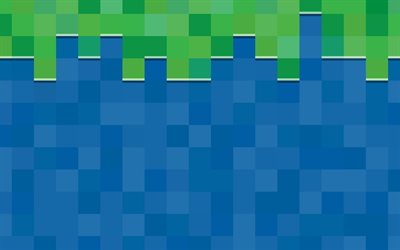 blue green squares background, squares abstraction, blue creative background, squares background