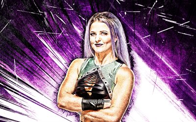 4k, Candice LeRae, grunge art, american wrestlers, WWE, wrestling, violet abstract rays, Candice Gargano, female wrestlers, Candice LeRae 4K, wrestlers