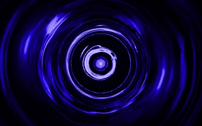 ダークブルーのスパイラルの背景, 4K, ダークブルー渦, スパイラルテクスチャ, 3Dアート, 濃い青色の波の背景, 波状のテクスチャ, 濃い青色の背景
