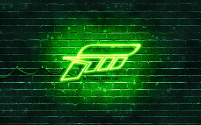 Forza yeşil logo, 4k, yeşil brickwall, Forza logosu, 2020 oyunları, Forza neon logo, Forza