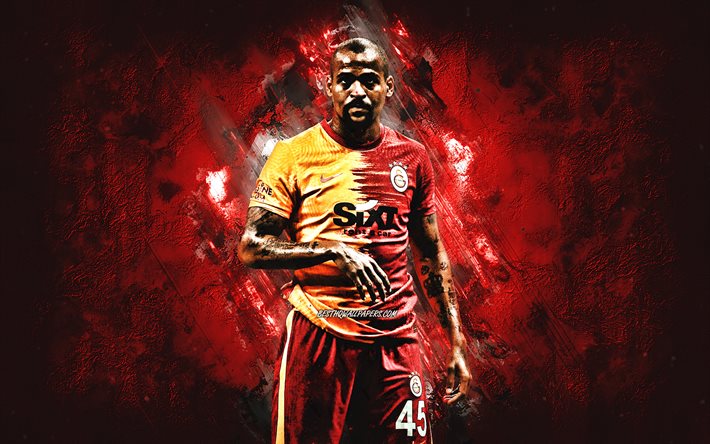 Marcao Teixeira, Galatasaray, ブラジルのサッカー選手, 肖像, 赤石の背景, トルコ, サッカー