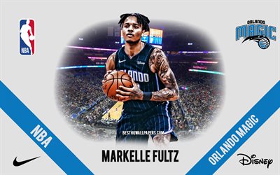Markelle Fultz, Orlando Magic, American Basketball Player, NBA, portrait, USA, basketball, Amway Center, Orlando Magic logo