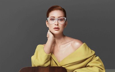 Marina Ruy Barbosa, actrice br&#233;silienne, portrait, s&#233;ance photo, robe jaune, belle femme