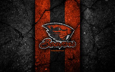 Oregon State Beavers, 4K, squadra di football americano, NCAA, pietra nera arancione, USA, trama di asfalto, football americano, logo Oregon State Beavers