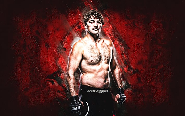 ベン・アスクレン, UFC, アメリカの戦闘機, ポートレート, メタクリル酸メチル, 赤い石の背景, ベンジャミンマイケルアスクレン
