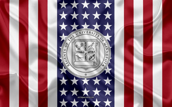 Embl&#232;me de l’Universit&#233; du Minnesota, drapeau am&#233;ricain, logo de l’Universit&#233; du Minnesota, Saint Paul, Minnesota, &#201;tats-Unis, Universit&#233; du Minnesota