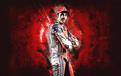 Michele Pirro, Pramac Racing, Italian motorcycle racer, MotoGP, red stone background, portrait, MotoGP World Championship