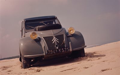 Citroen 2CV 4x4 Sahara, 4k, desert, 1961 cars, offroad, 1961 Citroen 2CV 4x4 Sahara, french cars, Citroen