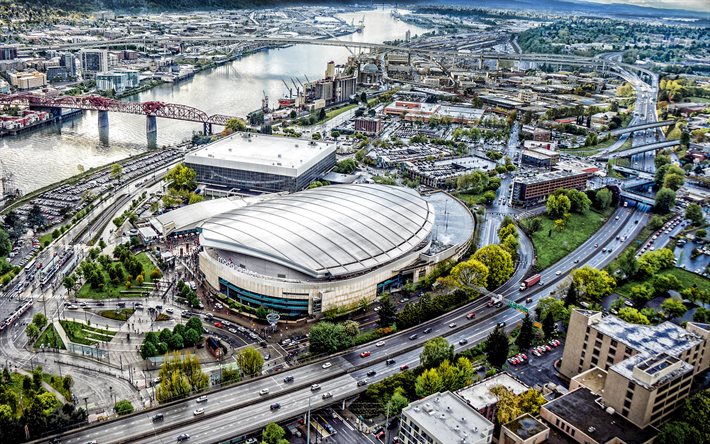 Moda Center, Rose Garden, Portland Trail Blazers stadium, stadi NBA, Portland, Oregon, USA, arene NBA, paesaggio urbano di Portland