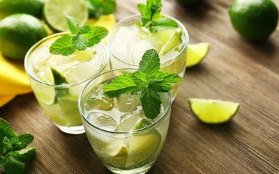 mojitos, mint drinks, mojito glasses, summer cocktails, mint, lime