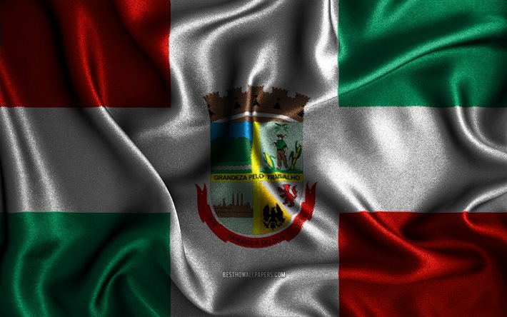 Jaragua do Sul bayrağı, 4k, ipek dalgalı bayraklar, Brezilya şehirleri, Jaragua do Sul G&#252;n&#252;, Jaragua bayrağı do Sul, kumaş bayraklar, 3D sanat, Jaragua do Sul, Jaragua do Sul 3D bayrağı
