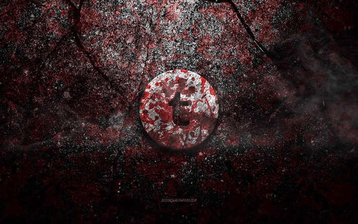 Tumblr logo, grunge art, Tumblr stone logo, red stone texture, Tumblr, grunge stone texture, Tumblr emblem, Tumblr 3d logo