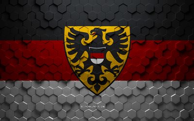 Bandeira de Reutlingen, arte de favo de mel, bandeira hexagons Reutlingen, Reutlingen, arte 3d hexagons, bandeira reutlingen