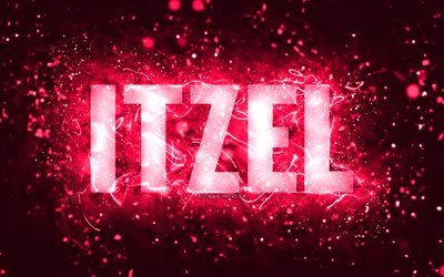 Descargar fondos de pantalla Joyeux anniversaire Itzel, 4k, néons roses,  nom Itzel, créatif, Itzel joyeux anniversaire, anniversaire Itzel, noms  féminins américains populaires, photo avec le nom Jazlyn, Itzel libre.  Imágenes fondos de