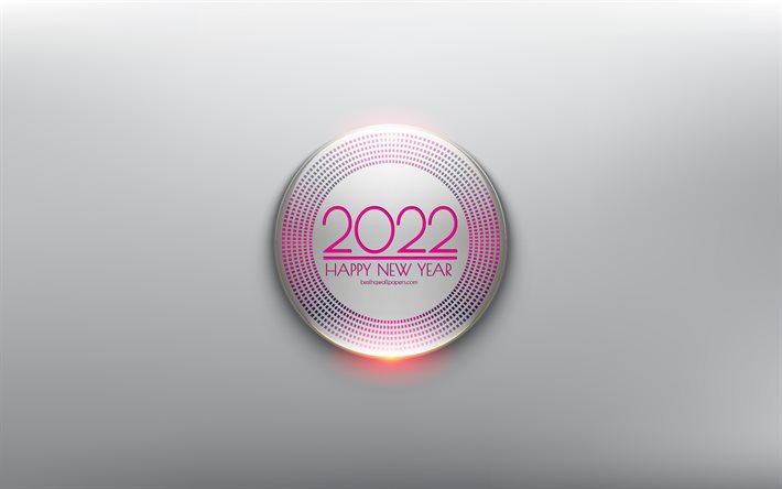 Happy New Year 2022, 4k, pink 3d elements, 2022 New Year, 2022 infographics background, 2022 concepts, 2022 metal background
