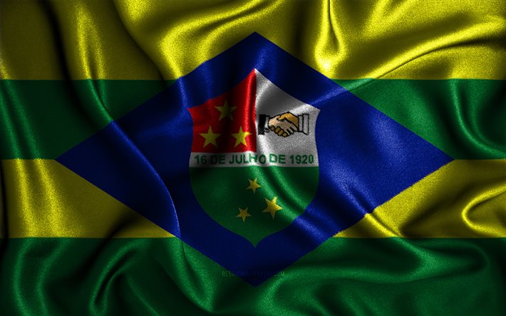 Drapeau de Trindade, 4k, drapeaux ondulés en soie, villes brésiliennes, Jour de Trindade, drapeaux en tissu, art 3D, Trindade, villes du Brésil, Drapeau de Trindade 3D