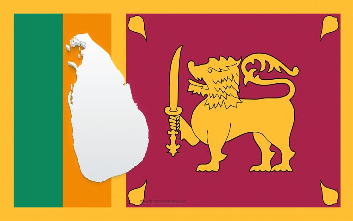 スリランカの地図のシルエット, スリランカの国旗, 旗のシルエット, スリランカ, 3Dスリランカの地図のシルエット, スリランカの3Dマップ