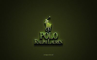 Polo Ralph Lauren logo, green creative logo, floral art logo, Polo Ralph Lauren emblem, green carbon fiber texture, Polo Ralph Lauren, creative art