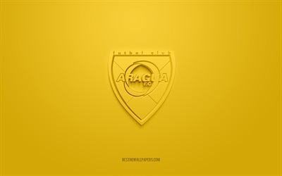 Aragua FC, logotipo 3D criativo, fundo amarelo, seleção venezuelana de futebol, Divisão Primera da Venezuela, Maracay, Venezuela, arte 3D, futebol, logotipo 3D do Aragua FC