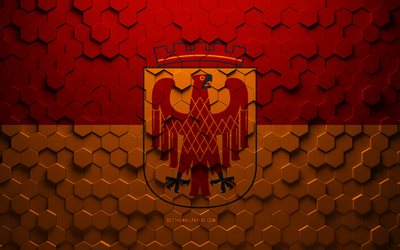 Bandeira de Potsdam, arte do favo de mel, bandeira dos hex&#225;gonos de Potsdam, Potsdam, arte dos hex&#225;gonos 3D, bandeira de Potsdam