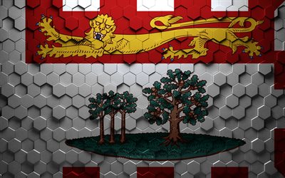 Flag of Prince Edward Island, honeycomb art, Prince Edward Island hexagons flag, Prince Edward Island, 3d hexagons art, Prince Edward Island flag