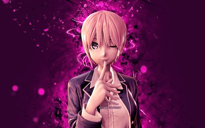 Ichika Nakano, 4k, purple neon lights, protagonist, The Quintessential Quintuplets, manga, 5Toubun no Hanayome, Ichika Nakano 4K