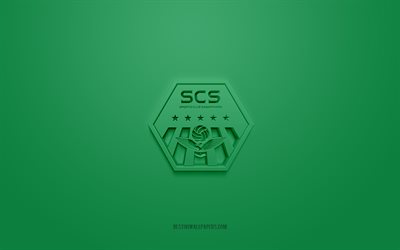 SC Sagamihara, creative 3D logo, green background, J2 League, 3d emblem, Japan Football Club, Sagamihara, Japan, 3d art, football, SC Sagamihara 3d logo