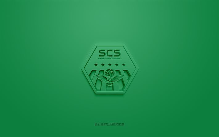 SC Sagamihara, creative 3D logo, green background, J2 League, 3d emblem, Japan Football Club, Sagamihara, Japan, 3d art, football, SC Sagamihara 3d logo