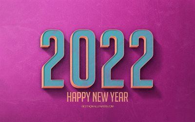 2022 Sfondo rosa retrò, 2022 concetti, 2022 sfondo rosa, Felice Anno Nuovo 2022, arte retrò 2022, Capodanno 2022