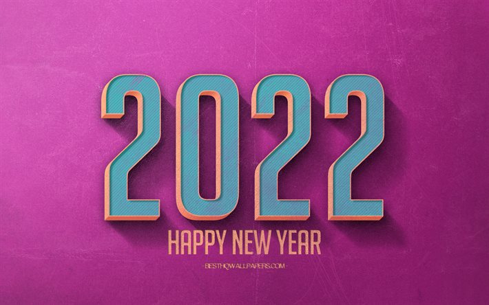 2022 retro rosa bakgrund, 2022 koncept, 2022 rosa bakgrund, Gott nytt år 2022, retro 2022 konst, 2022 nyår