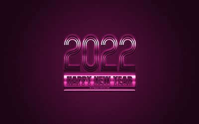 2022 New Year, 2022 pink background, 2022 concepts, Happy New Year 2022, pink carbon texture, pink background