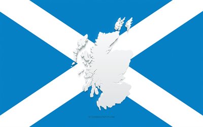 Skotlannin kartta siluetti, Skotlannin lippu, siluetti lipussa, Skotlanti, 3d Skotlannin kartta siluetti, Skotlanti 3D kartta