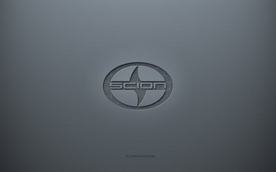 Logo Scion, fond créatif gris, emblème Scion, texture papier gris, Scion, fond gris, logo Scion 3d