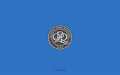 Queens Park Rangers FC, blue background, English football team, Derby County FC emblem, EFL Championship, West London, England, football, Derby County FC logo, QPR logo
