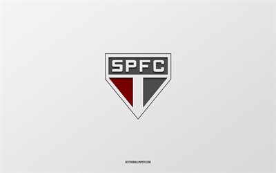 Sao Paulo FC, white background, Brazilian football team, Sao Paulo FC emblem, Serie A, Sao Paulo, Brazil, football, Sao Paulo FC logo