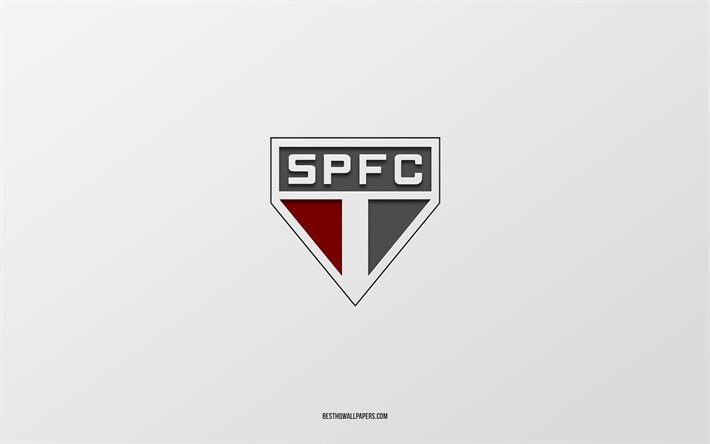 Sao Paulo FC, valkoinen tausta, Brasilian jalkapallojoukkue, Sao Paulo FC -tunnus, Serie A, Sao Paulo, Brasilia, jalkapallo, Sao Paulo FC -logo